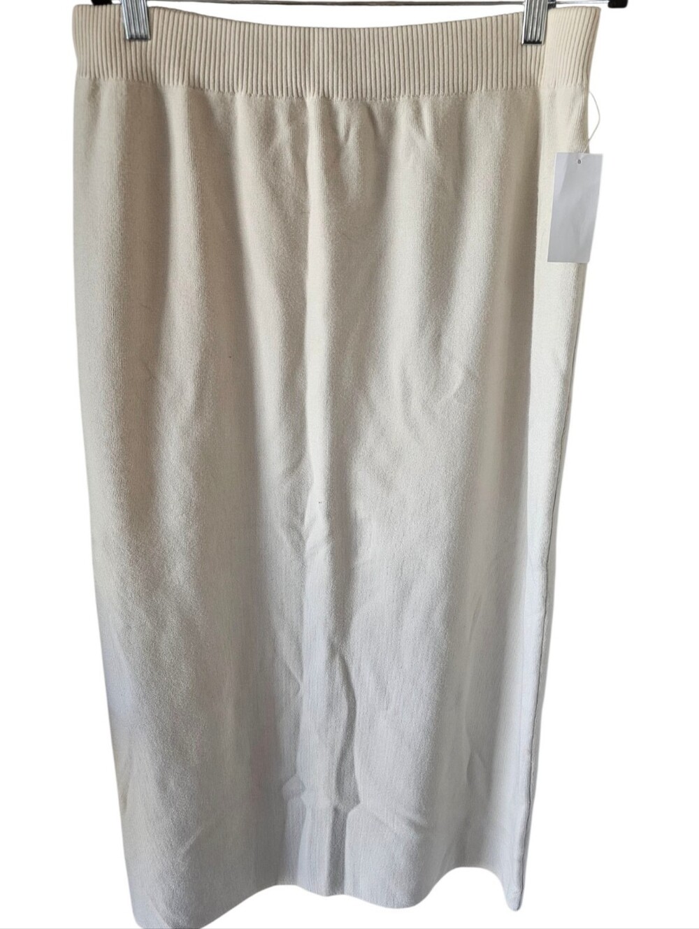 Laurel Grey Cream Textured Knit Elastic Waist Midi Skirt NWT Size Xl